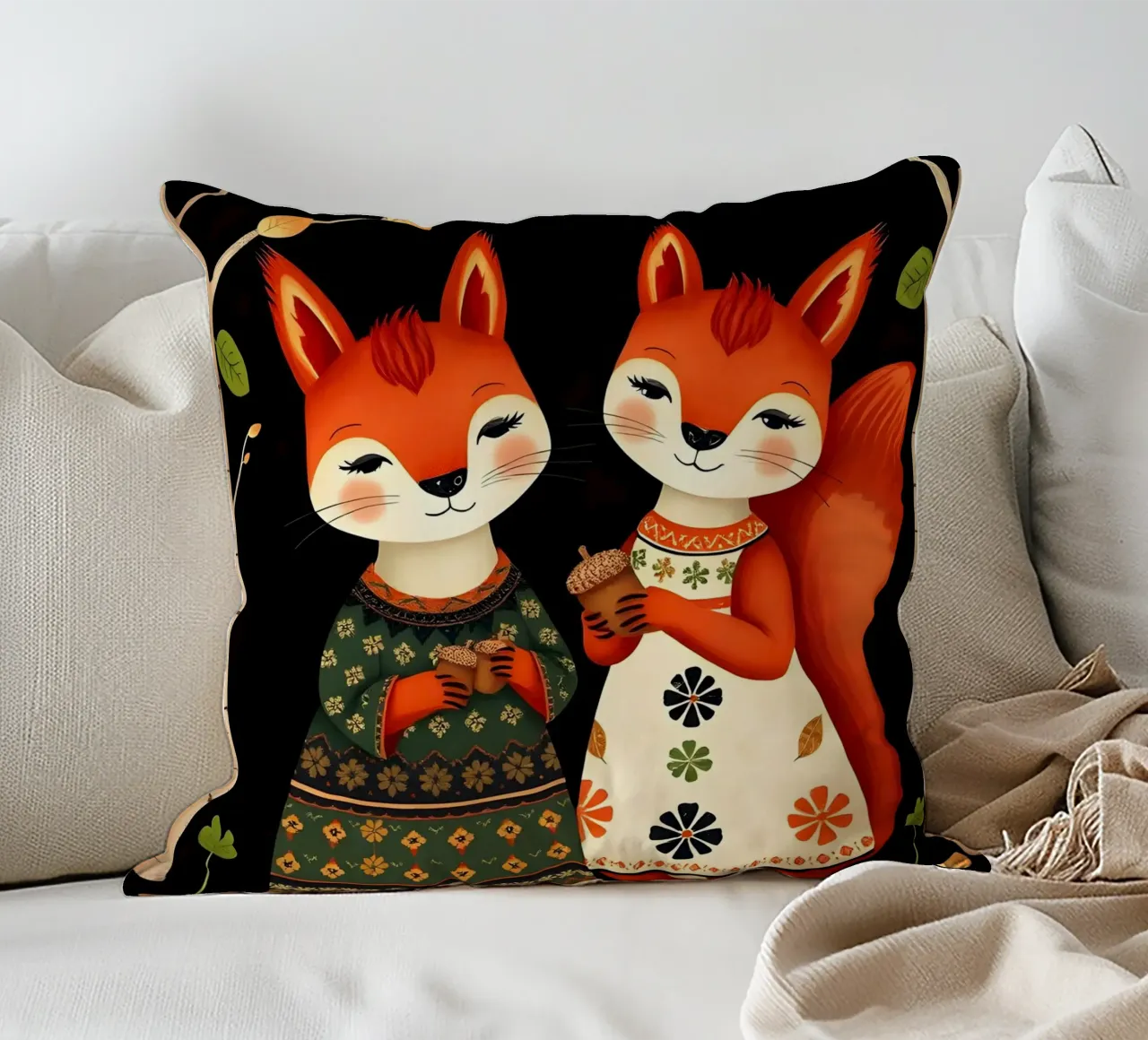 SQUIRREL FAMILY decorative cushion by COLLEEN CRAFTS