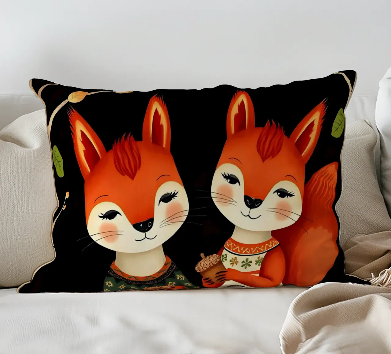 SQUIRREL FAMILY decorative cushion by COLLEEN CRAFTS