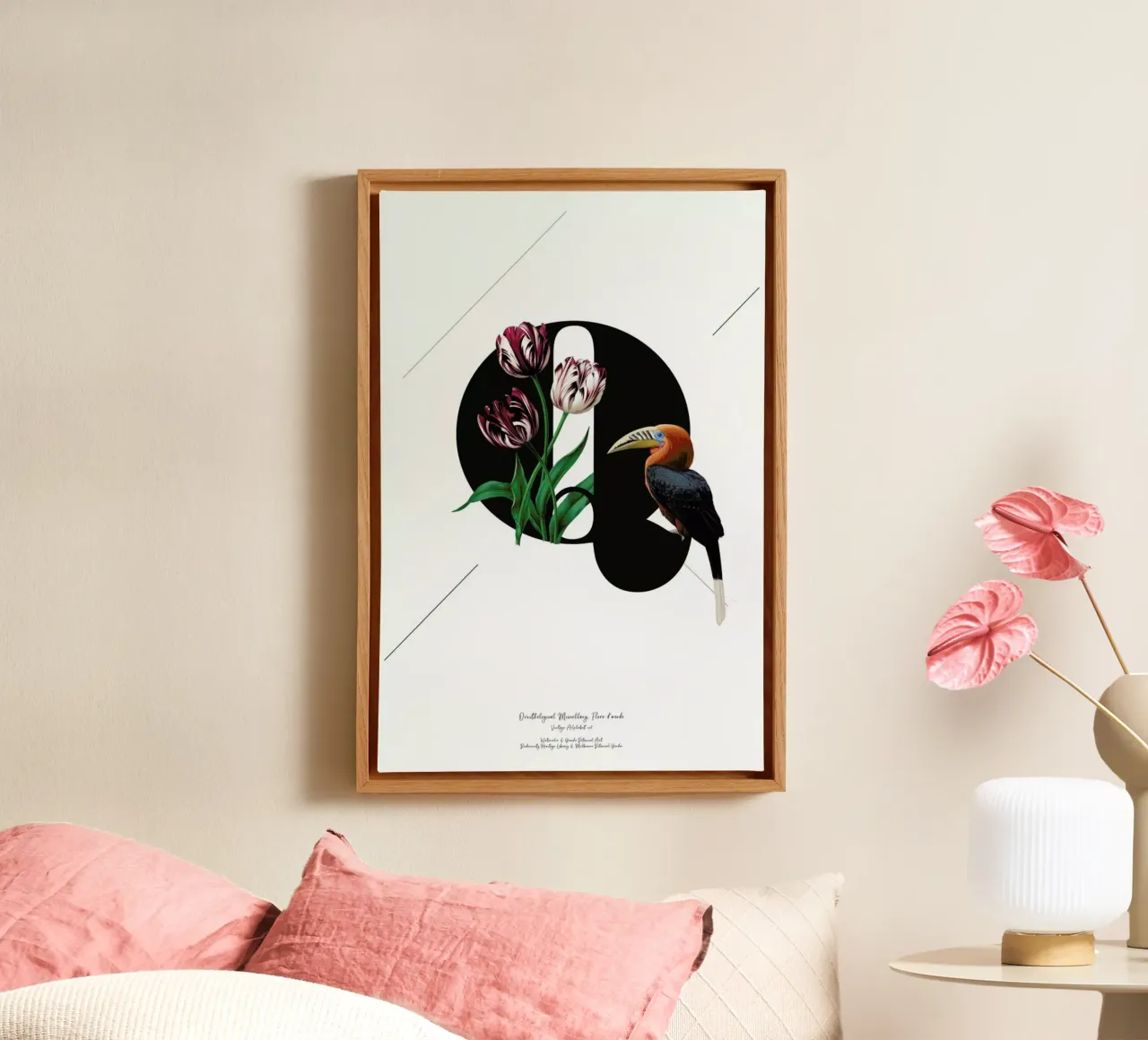 Botanical Alphabet - Q tela con Cornice a cassetta da Froilein Juno