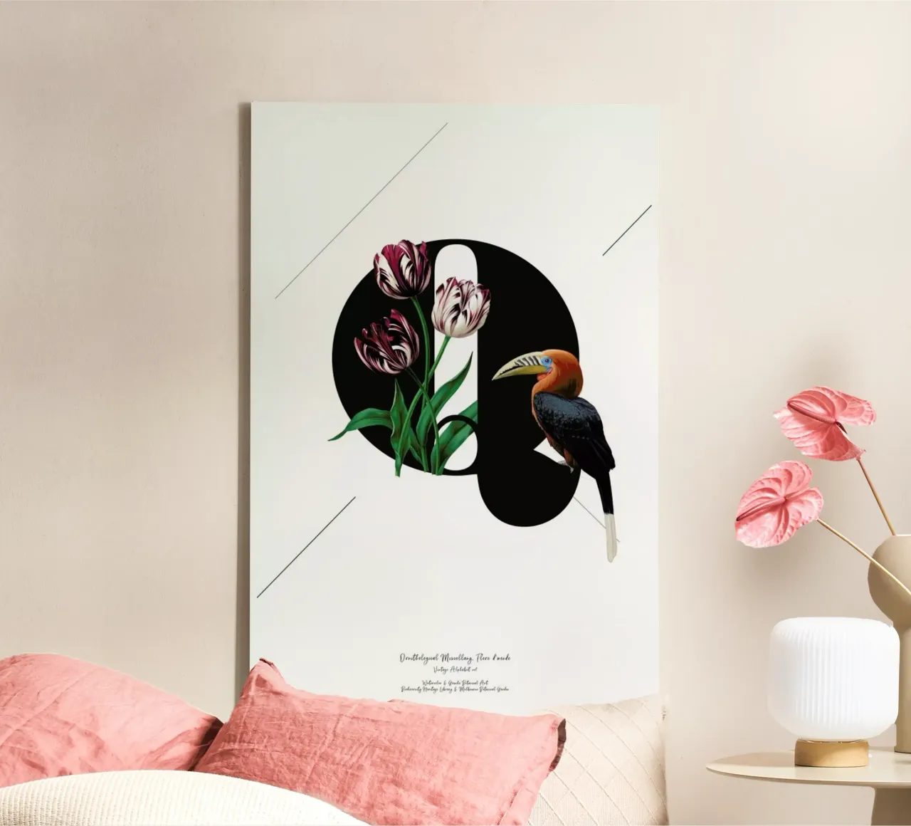 Botanical Alphabet - Q tela con Cornice a cassetta da Froilein Juno