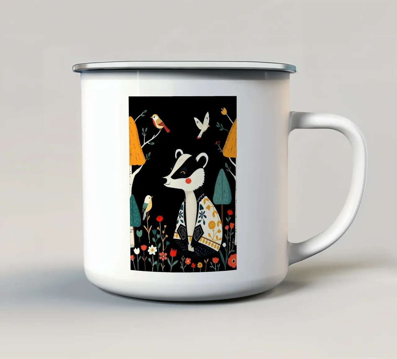 ARTE POPOLARE DEL BOSCO DEL TASSO tazza in smalto da COLLEEN CRAFTS