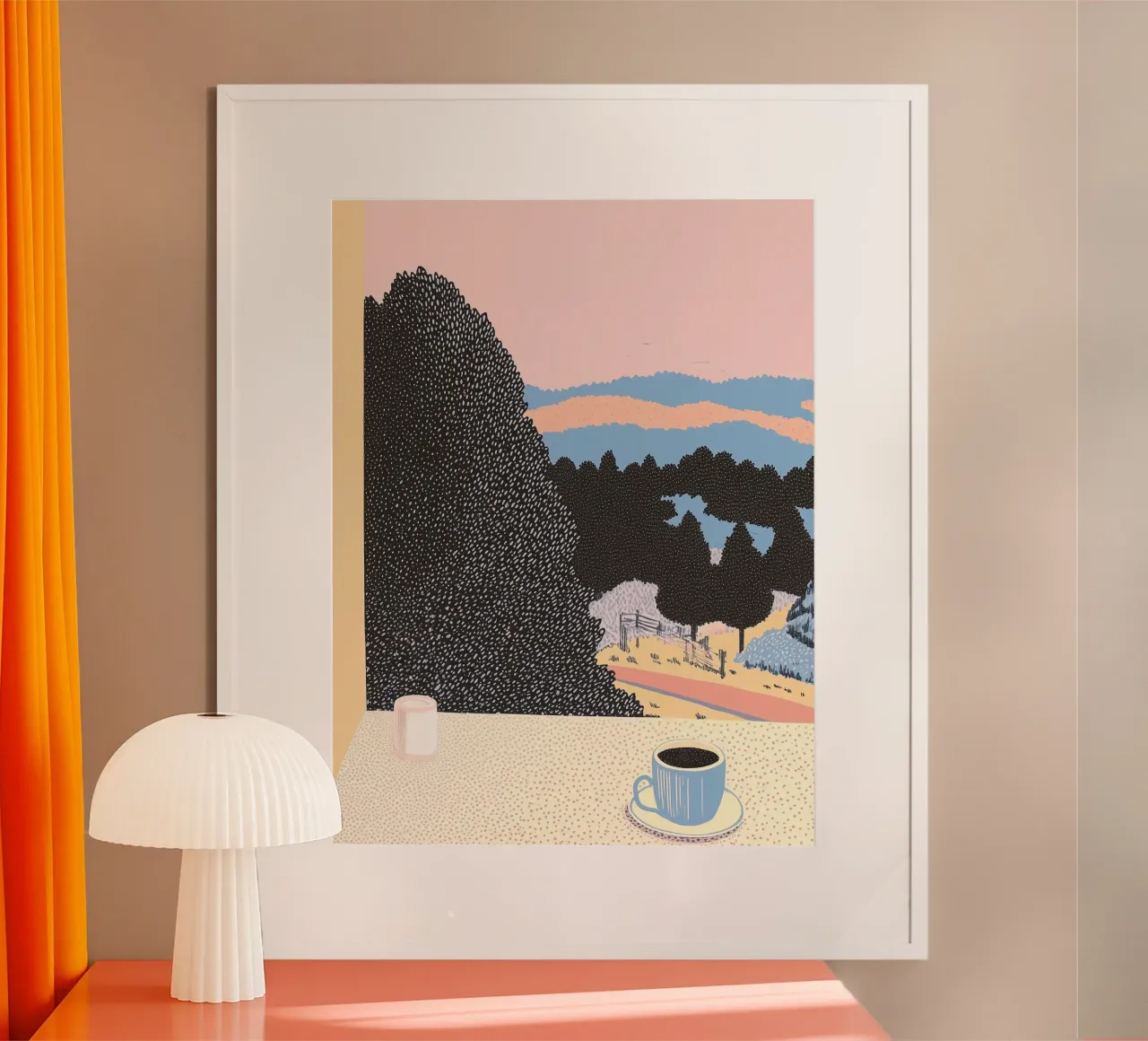 Pastel Coffee Monrning Art - Poster sulla natura creativa e calma poster con telaio in plastica da Kaji