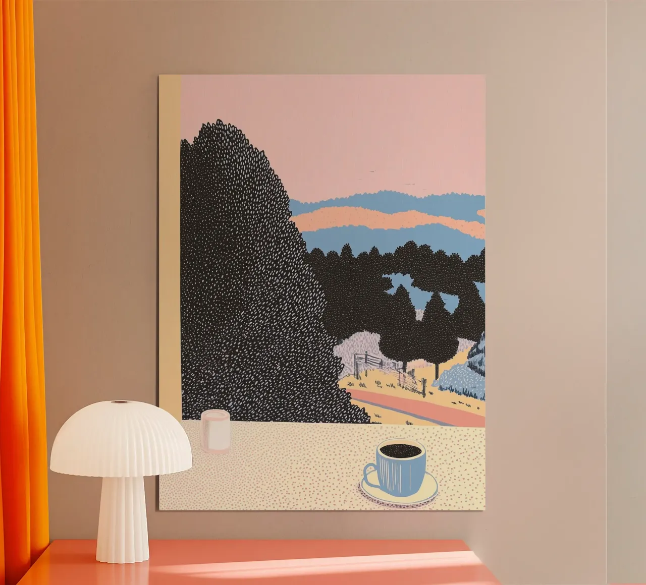 Pastel Coffee Monrning Art - Poster sulla natura creativa e calma poster con telaio in plastica da Kaji