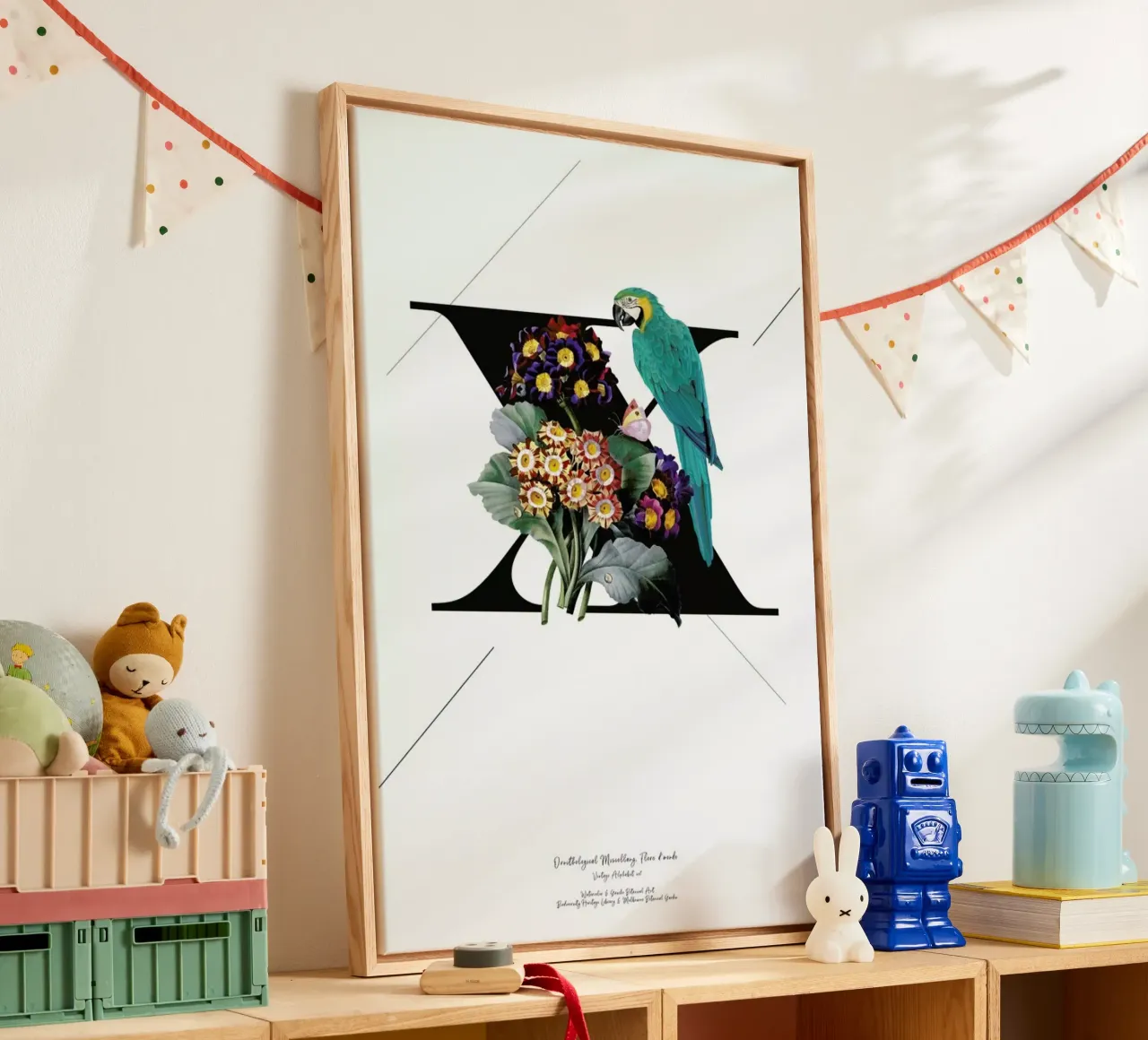 Botanical Alphabet - X tela con Cornice a cassetta da Froilein Juno