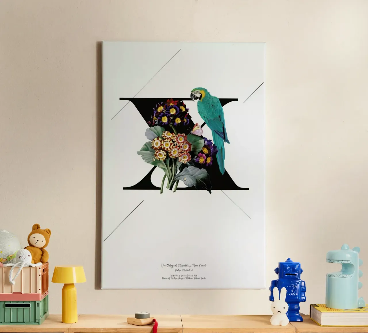 Botanical Alphabet - X tela con Cornice a cassetta da Froilein Juno