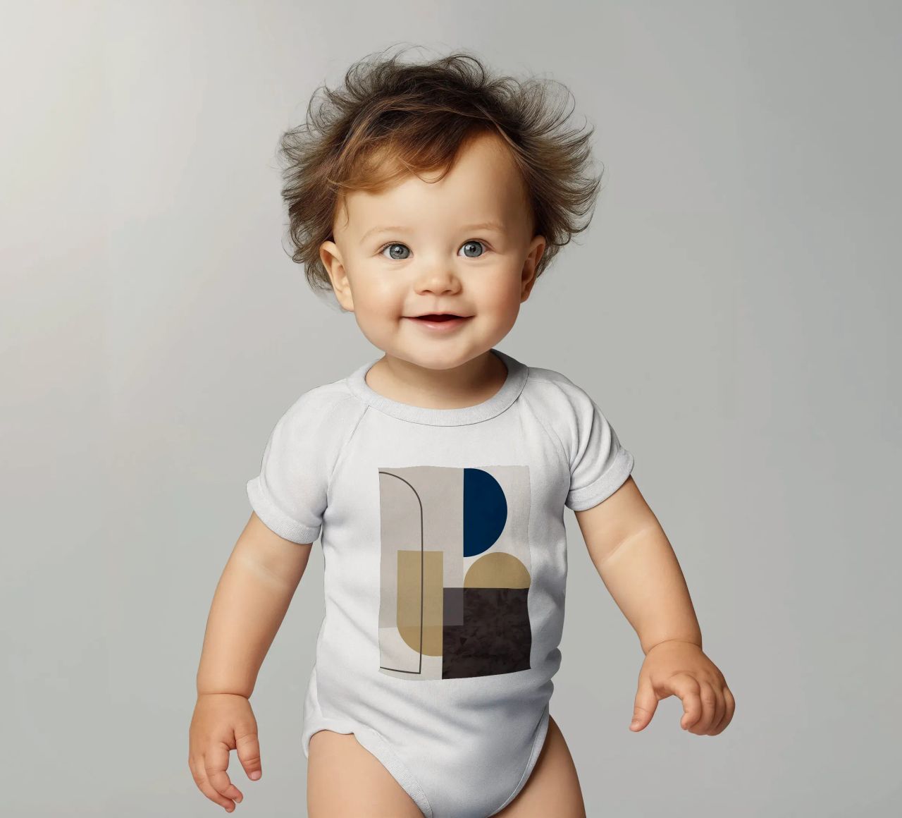 GEOMETRIC ABSTRACT 619A short-sleeve baby romper by Iracheta