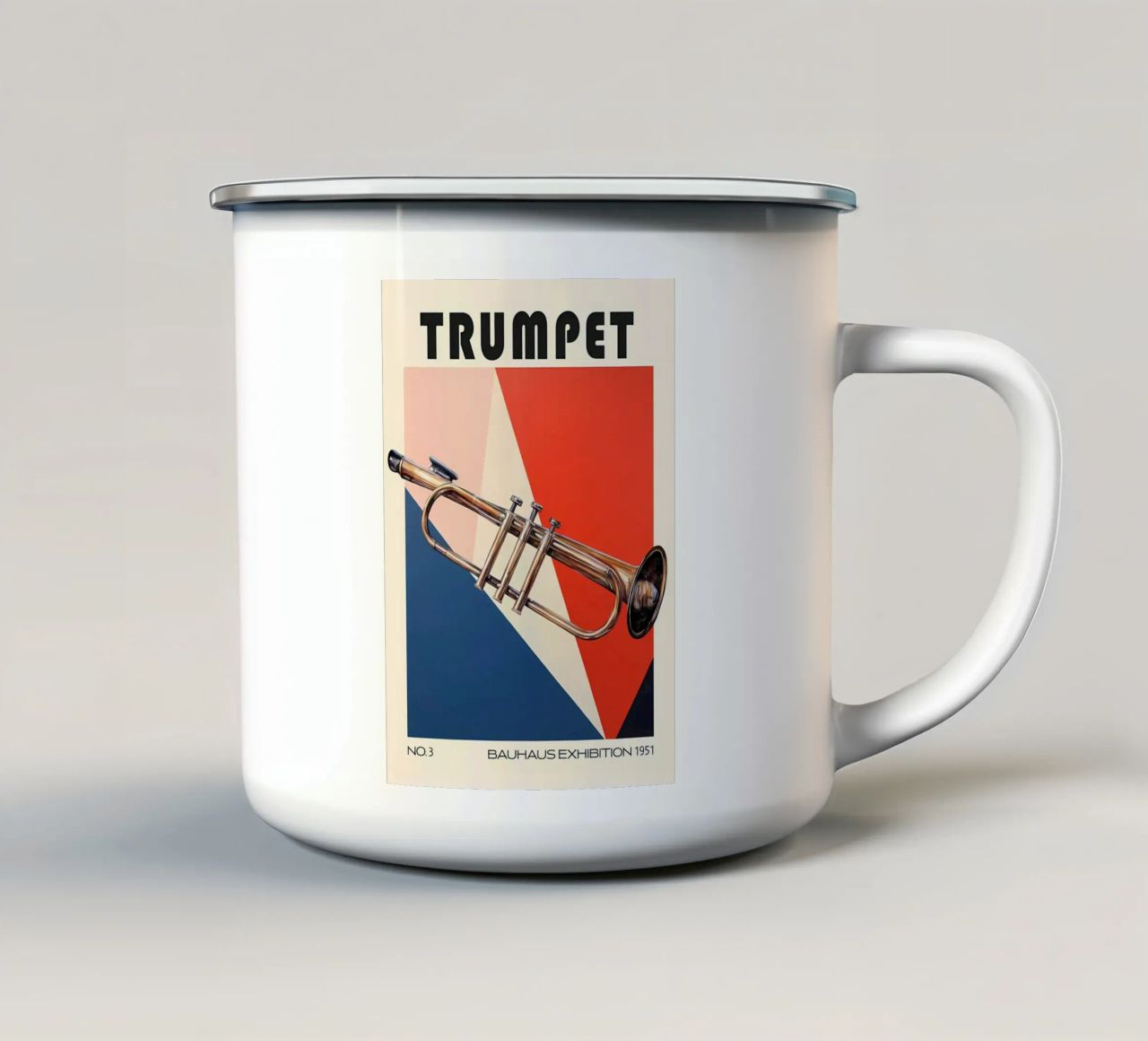 Tromba Bauhaus metà secolo tazza in smalto da Karraker