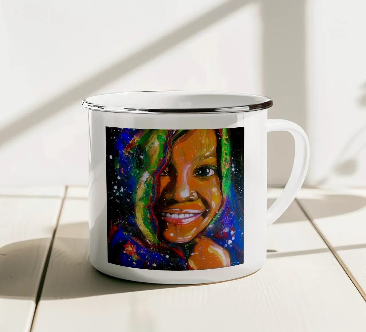 Sorriso dall'interno tazza in smalto da Happy 😃 Art 🎨 by Christine Schnoell