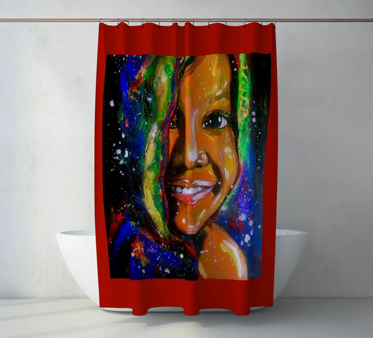 Smile from within shower curtain by Happy 😃 Art 🎨 by Christine Schnoell