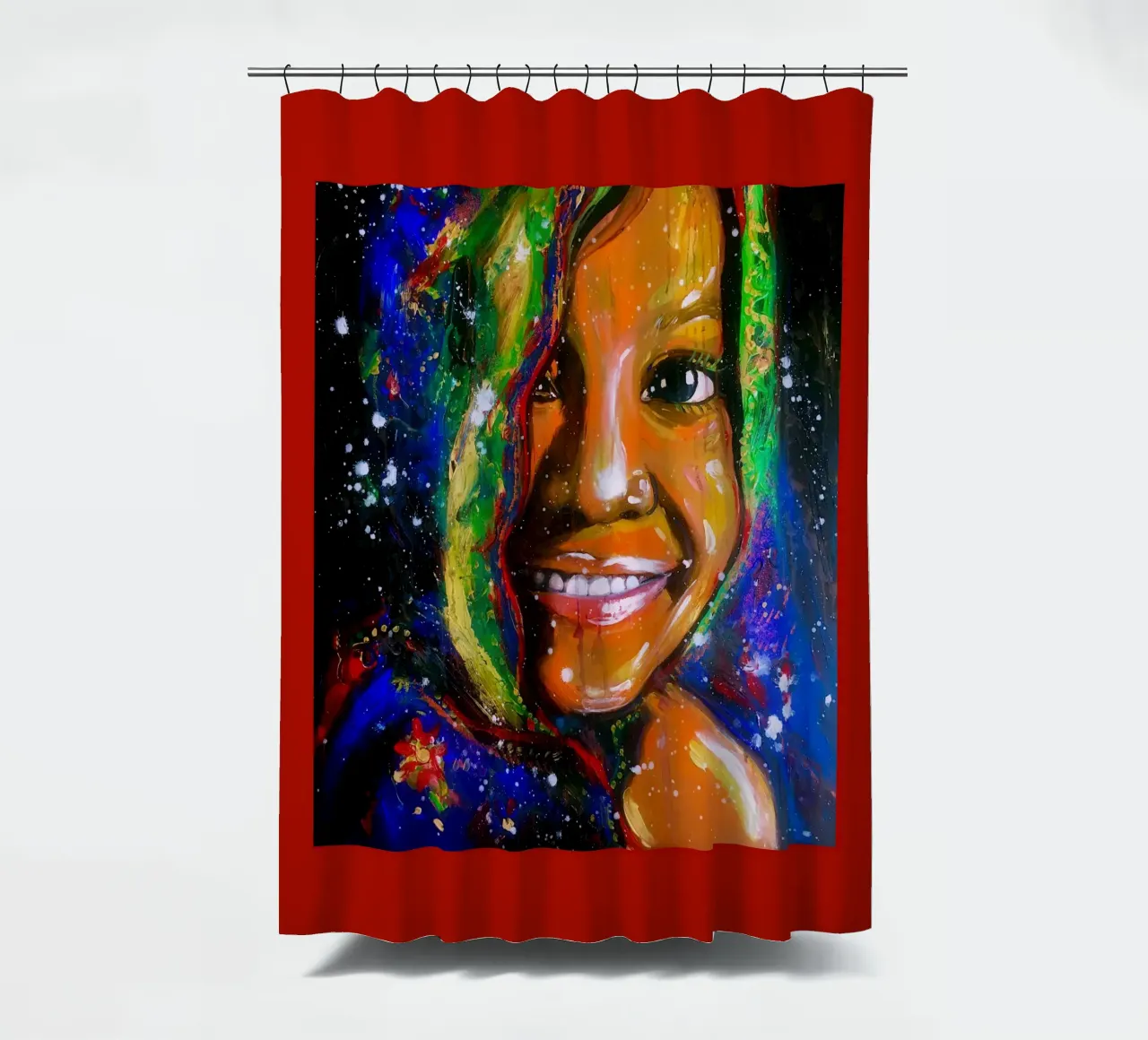 Smile from within shower curtain by Happy 😃 Art 🎨 by Christine Schnoell