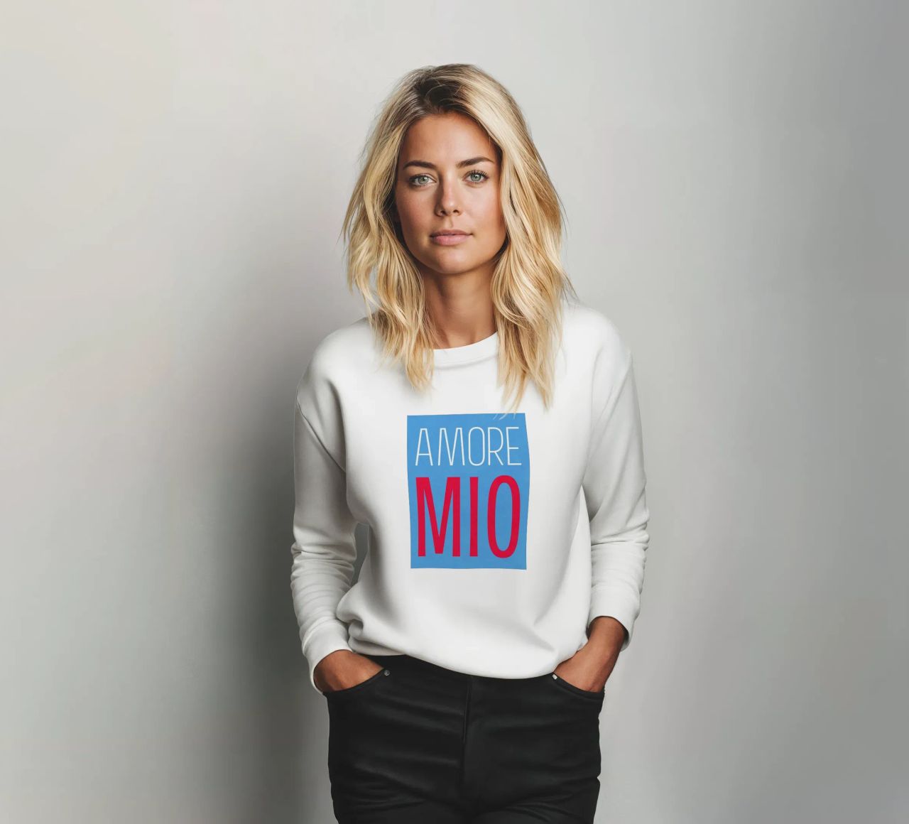 Amore Mio, blu pop estivo felpa da Carinaprint