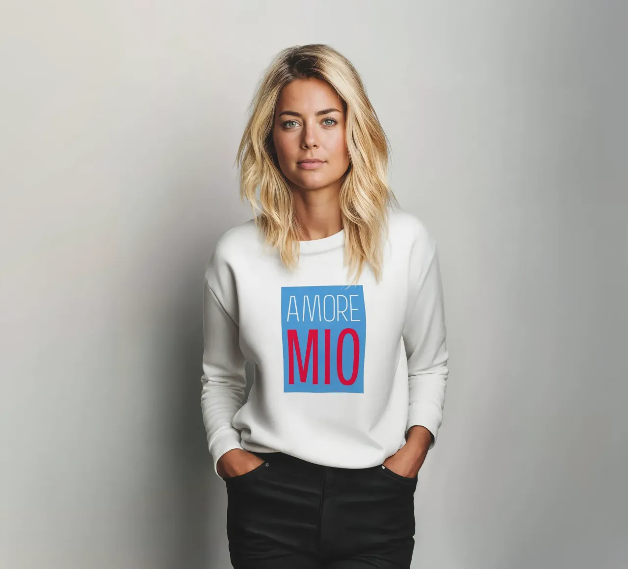 Amore Mio, pop azul de verano sudadera de Carinaprint