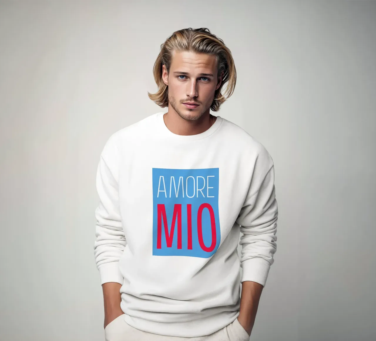 Amore Mio, blu pop estivo felpa da Carinaprint
