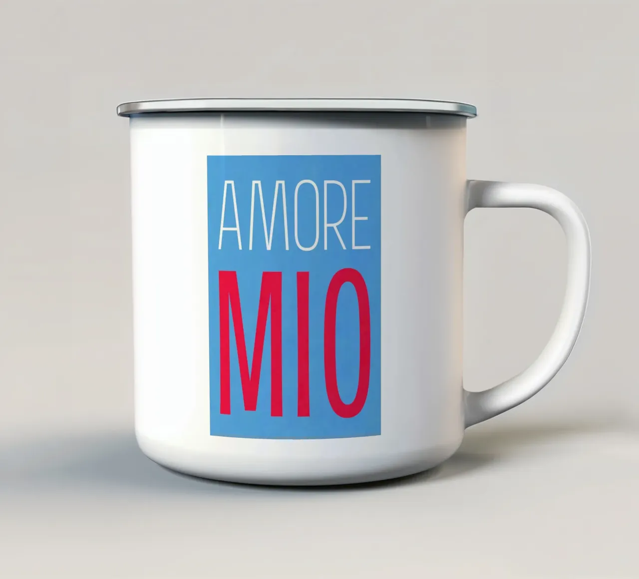 Amore Mio, blu pop estivo tazza in smalto da Carinaprint