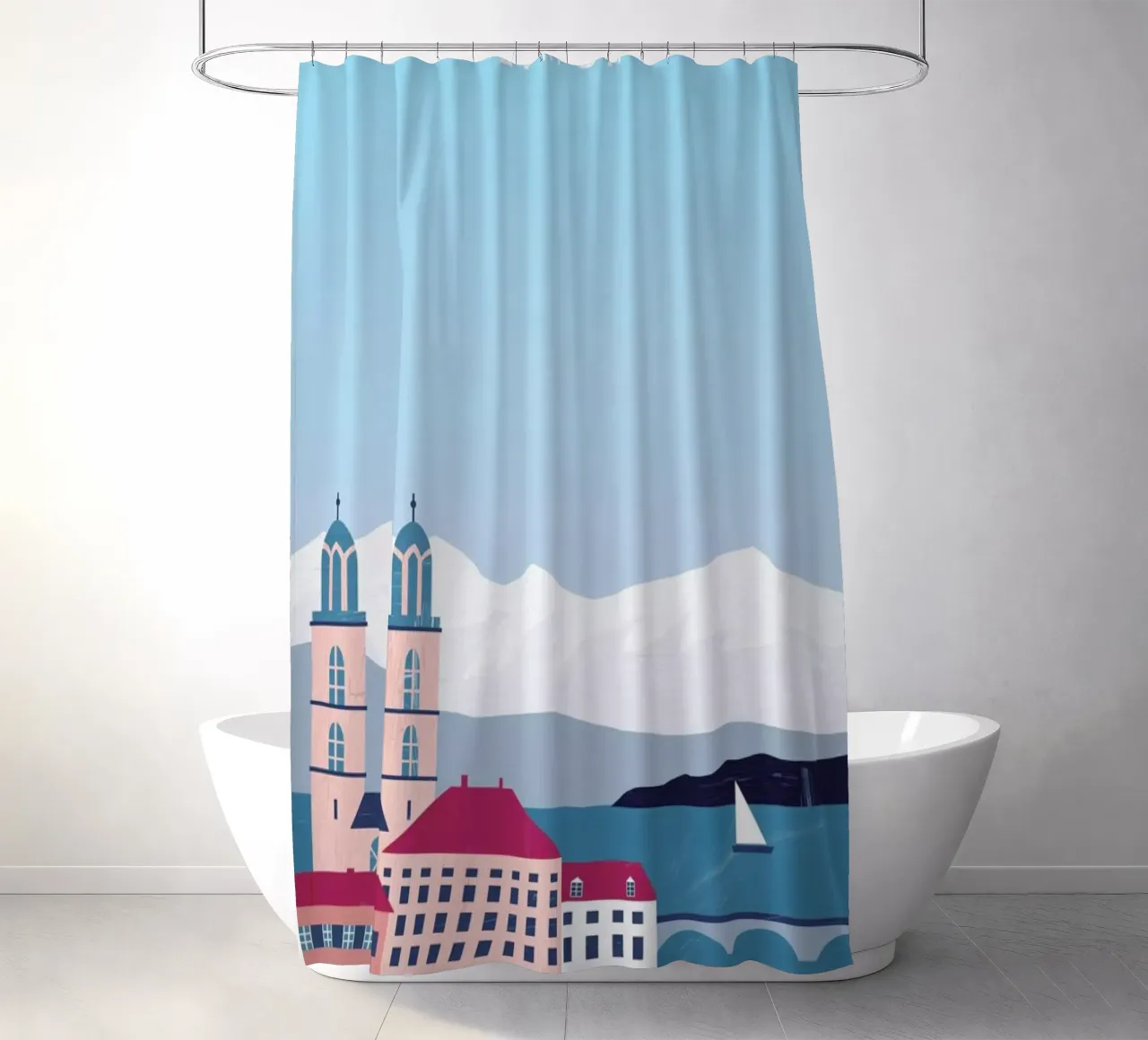Zürich shower curtain by Katinka Reinke