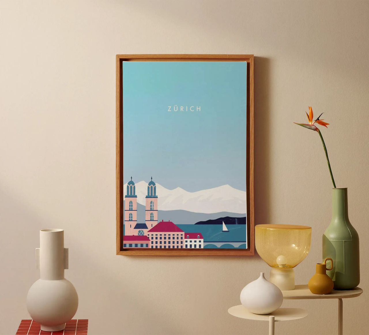 Zürich Leinwand mit Schattenfugenrahmen von Katinka Reinke