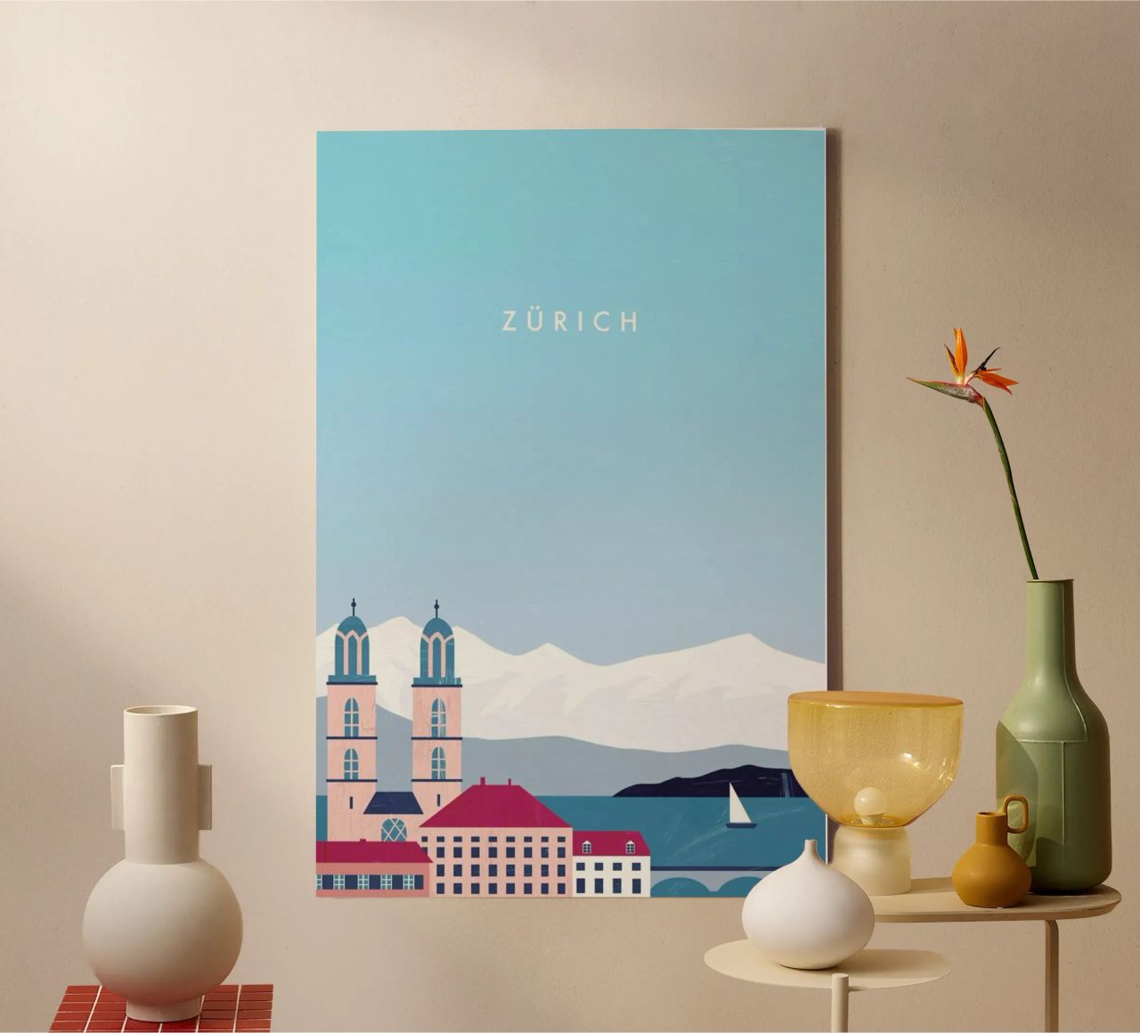 Zürich Leinwand mit Schattenfugenrahmen von Katinka Reinke
