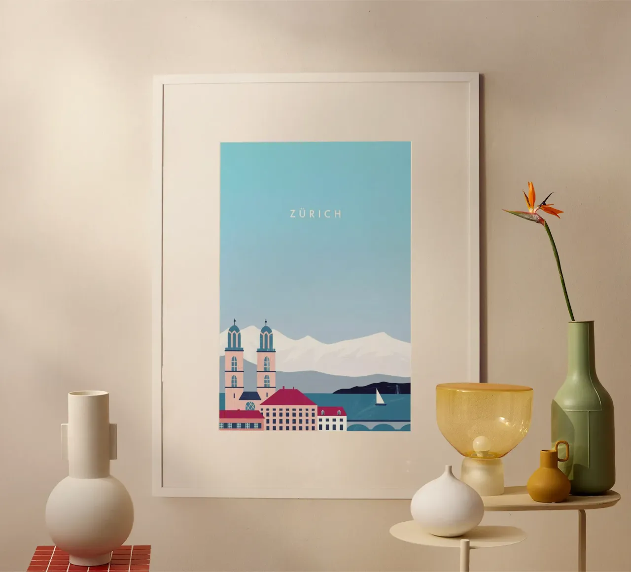 Zürich poster met houten frame van Katinka Reinke
