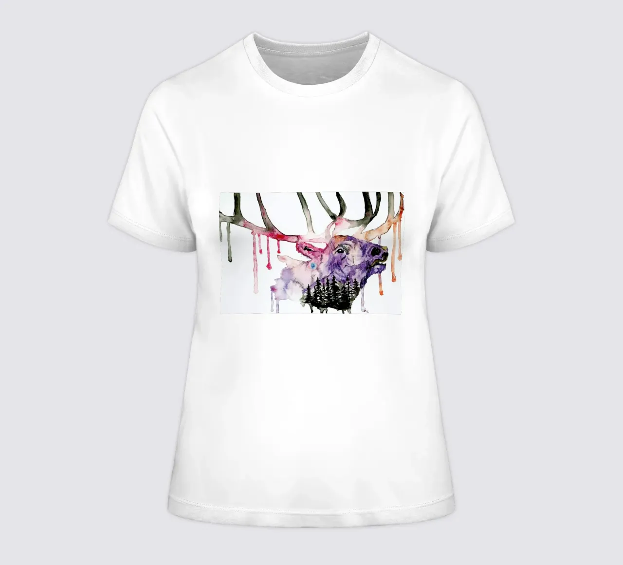 Hirsch women's fitted t-shirt by Larissa van der Laan