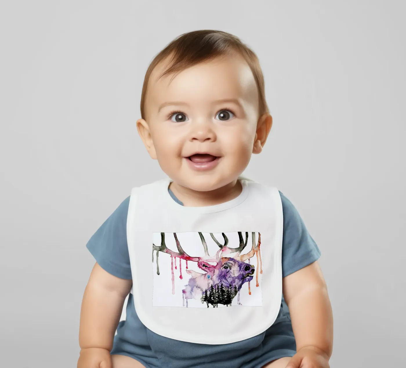 Hirsch baby bib by Larissa van der Laan