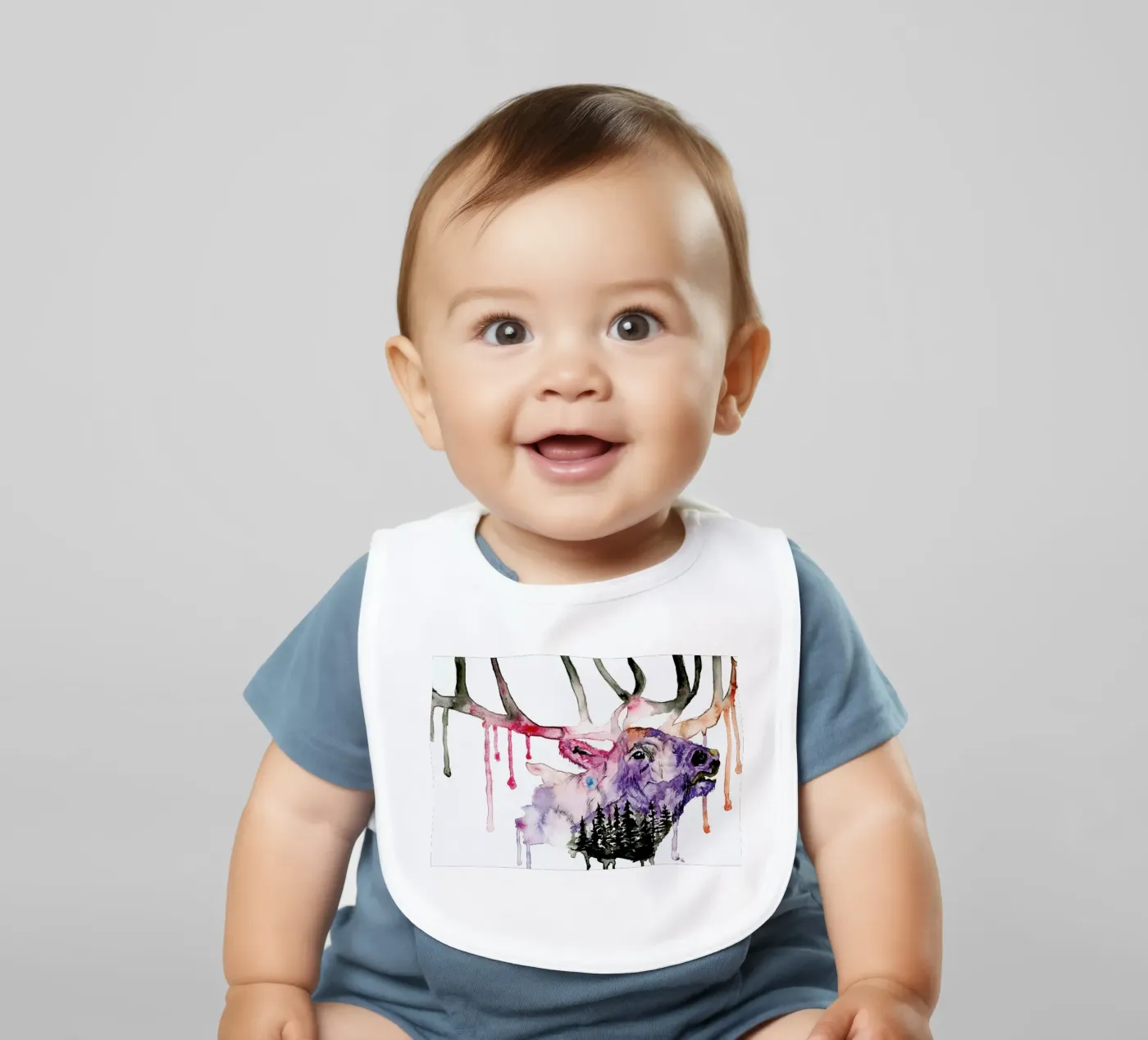 Hirsch baby bib by Larissa van der Laan