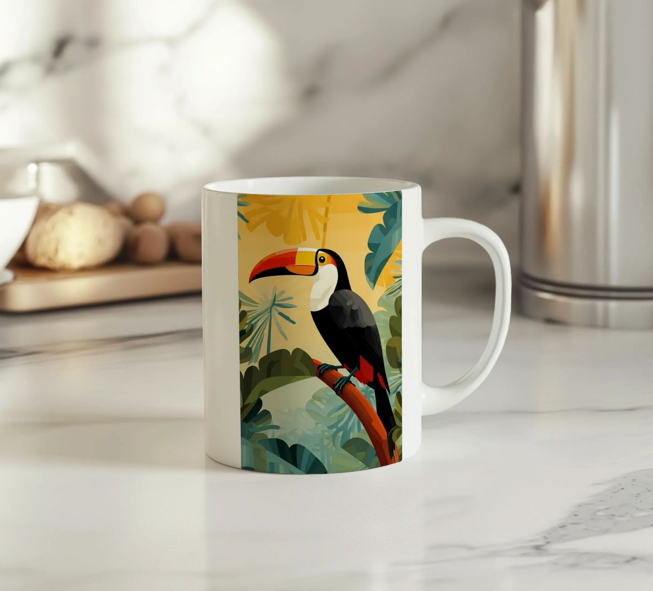 Toucan dans la jungle tropicale mug en céramique de Karraker