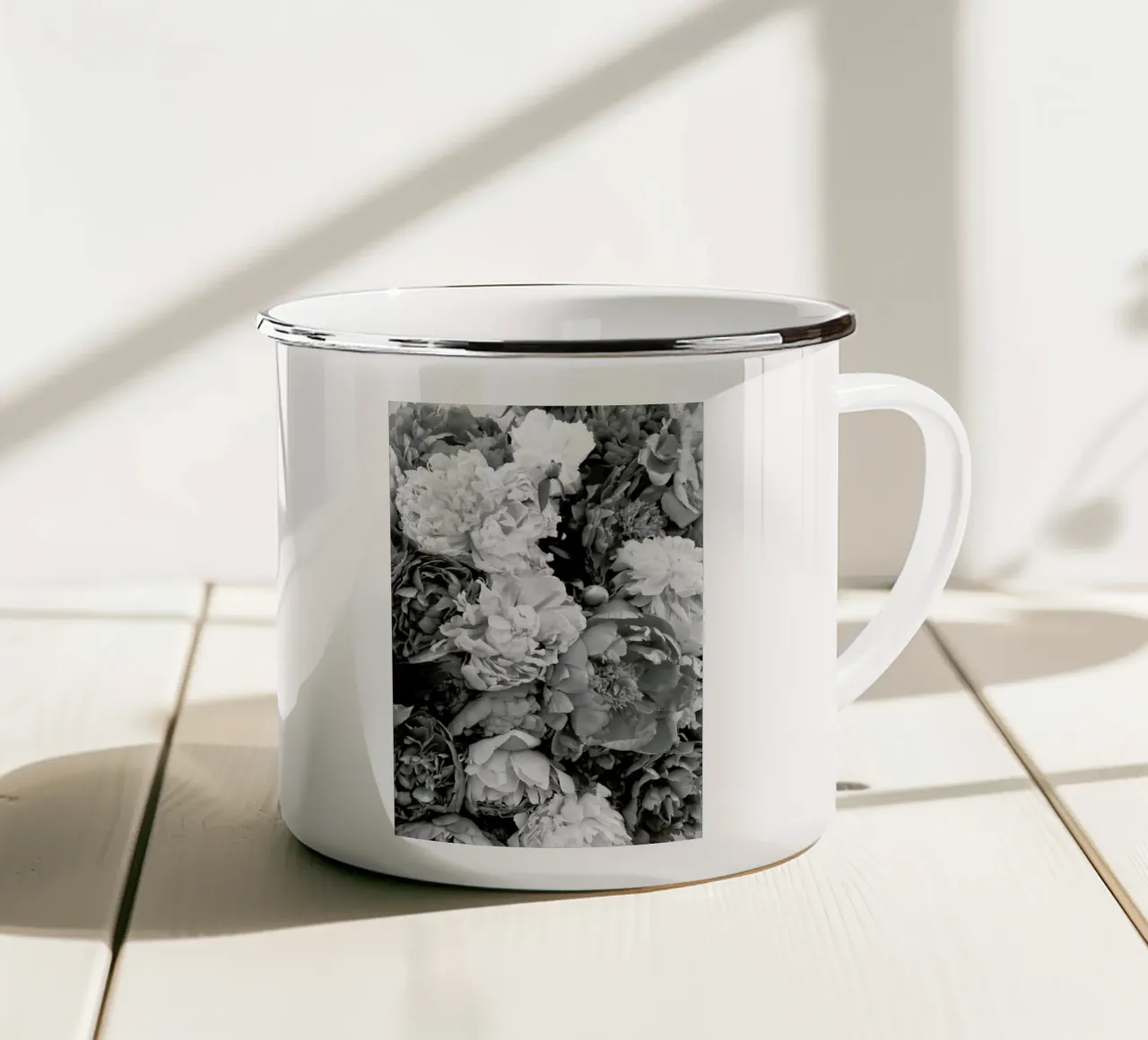 Pink Pink Peonies enamel mug by Studio Nahili