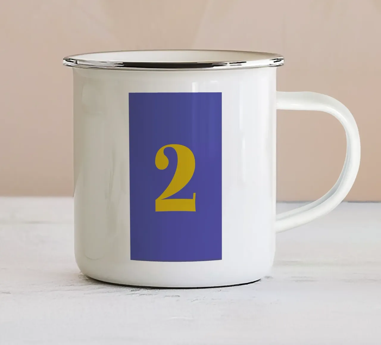 Blue Number 2 enamel mug by Studio One