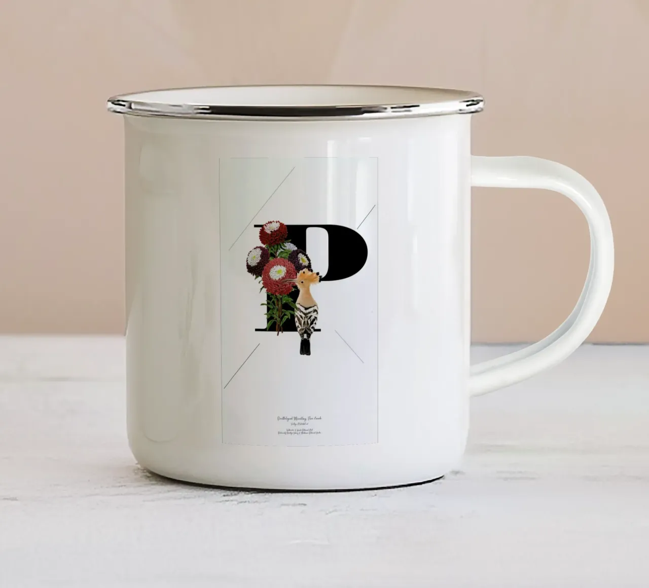 Botanical Alphabet - P enamel mug by Froilein Juno