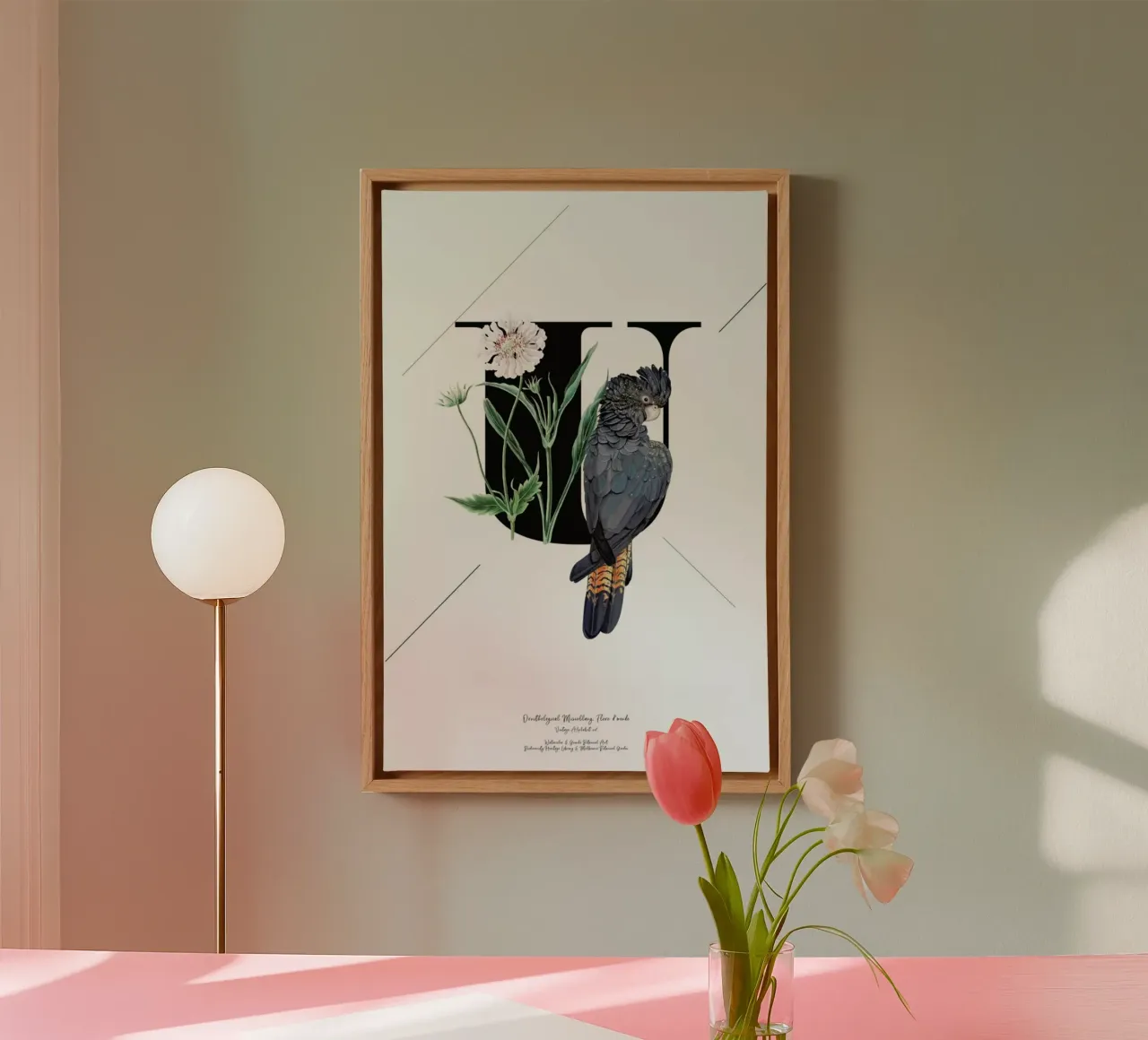 Botanical Alphabet - U tela con Cornice a cassetta da Froilein Juno