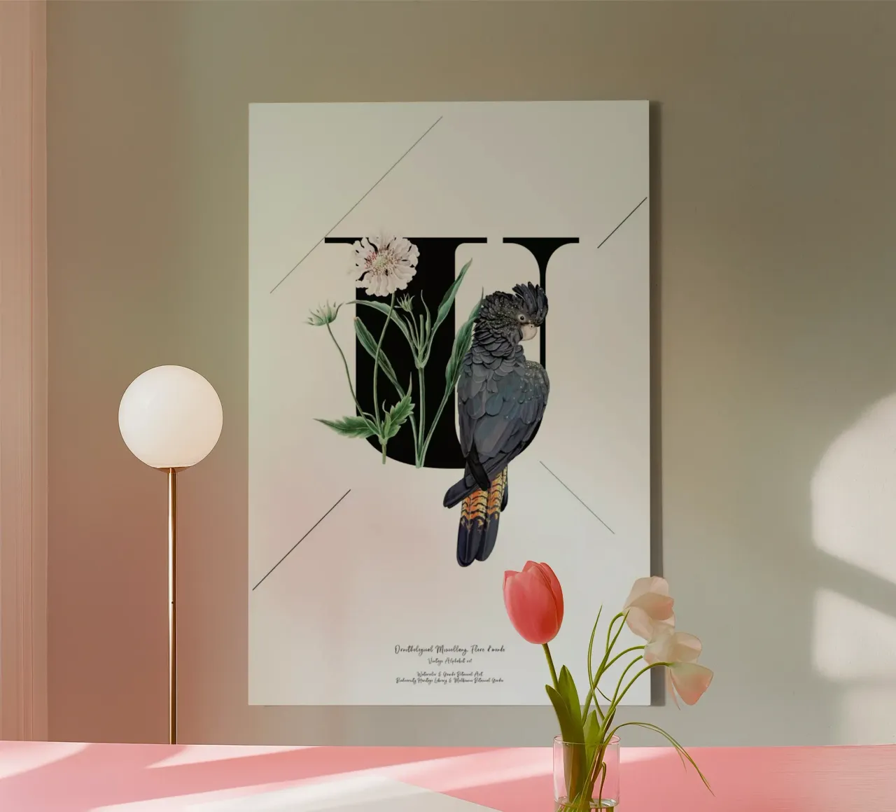 Botanical Alphabet - U tela con Cornice a cassetta da Froilein Juno