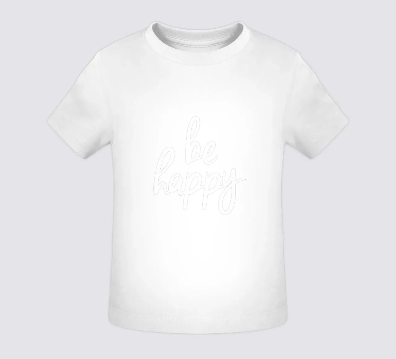 Be Happy Design tipografico minimalista in bianco e nero maglietta neonato da THE MOTIVATED TYPE