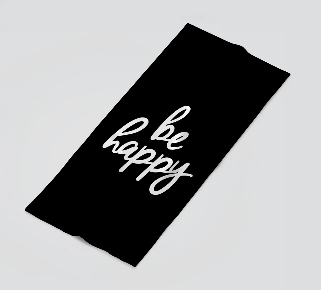Be Happy Design tipografico minimalista in bianco e nero telo mare da THE MOTIVATED TYPE
