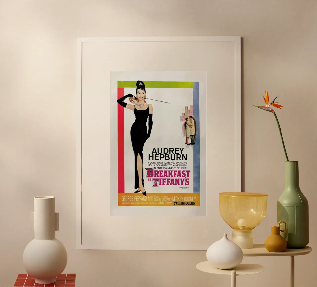 ‘Breakfast at Tiffany’s’ Retro Movie Poster poster with plastic frame by Gallery Print and Art Limited