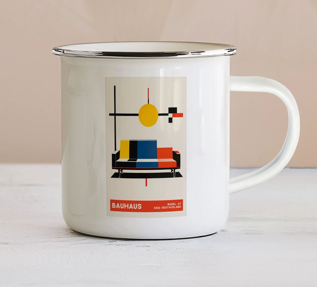 Divano Bauhaus tazza in smalto da Karraker