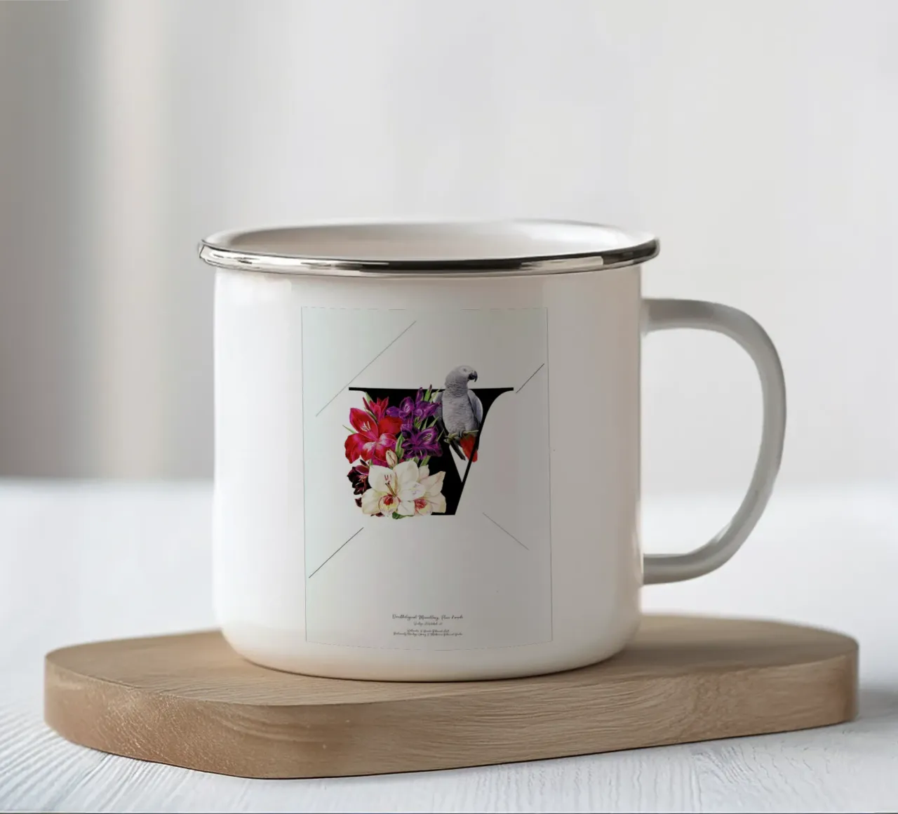 Botanical Alphabet - V tazza in smalto da Froilein Juno