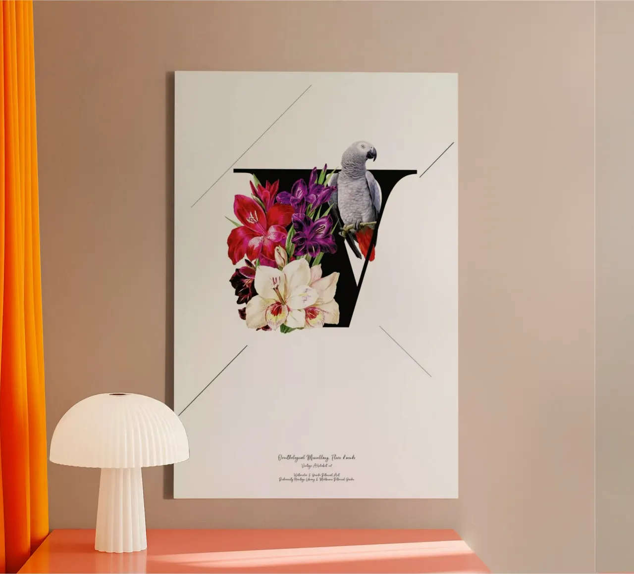 Botanical Alphabet - V tela con Cornice a cassetta da Froilein Juno