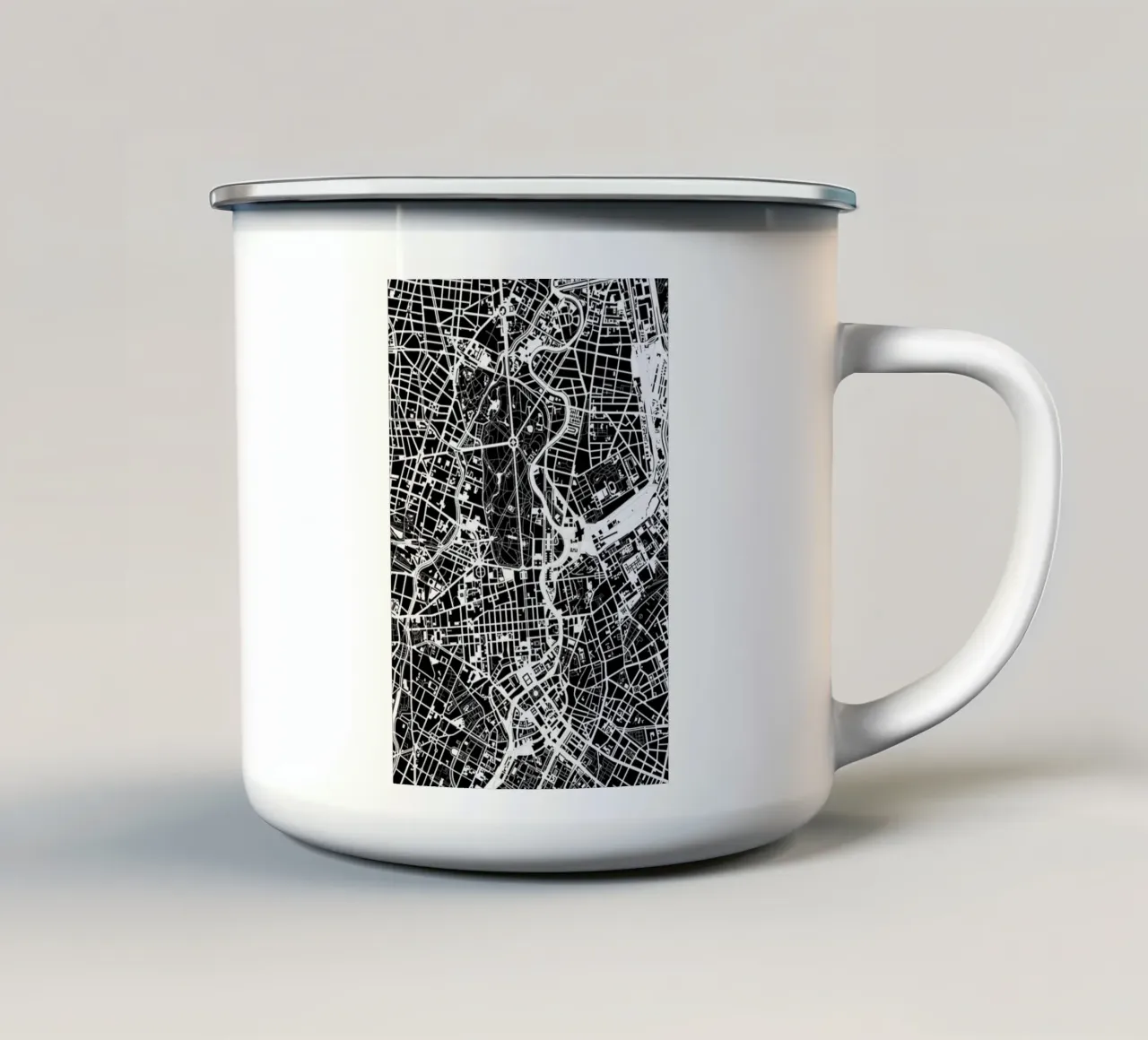 Berlin Black & White tazza in smalto da Planos Urbanos