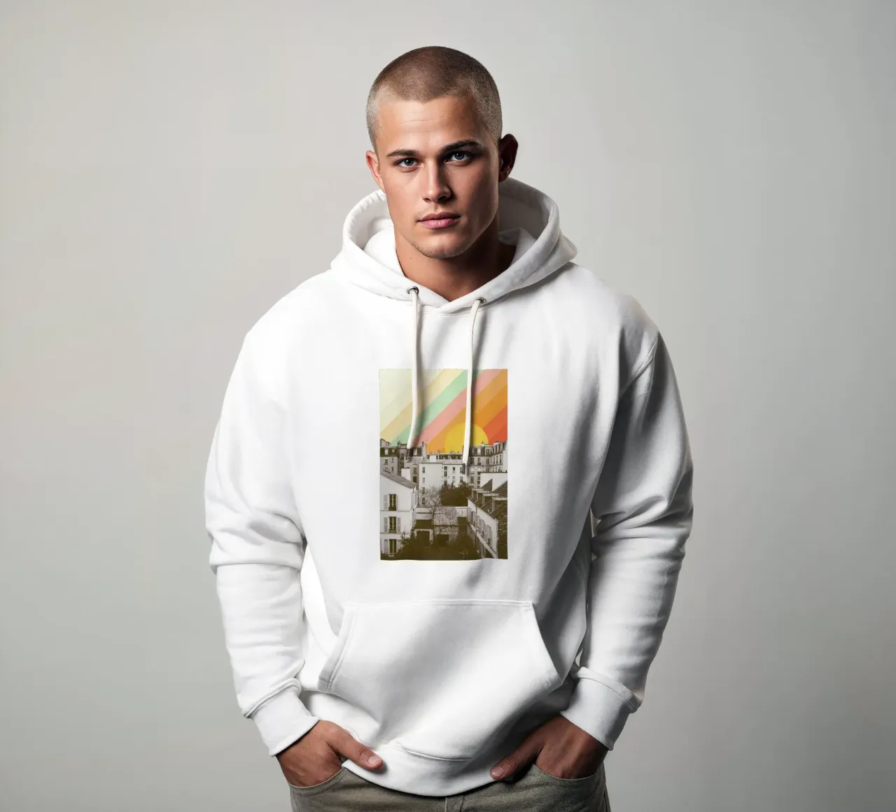 Rainbow Sky Above Paris felpa con cappuccio da Florent Bodart