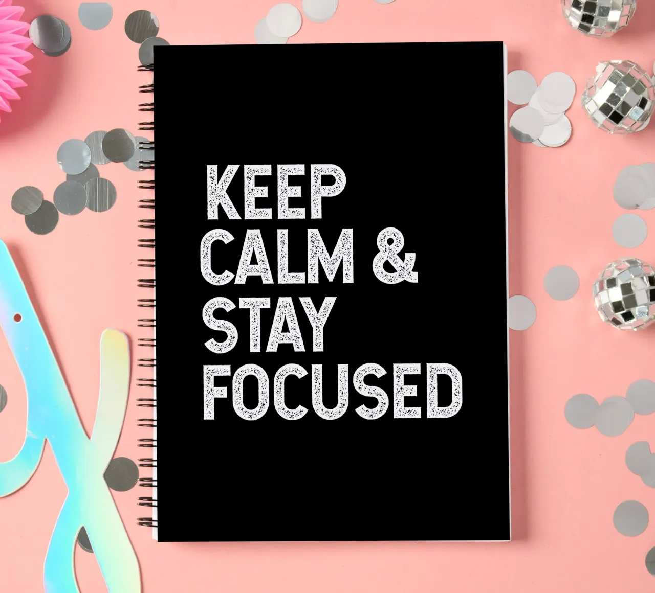 Keep calm and stay focused spiral notebook by happieeagle