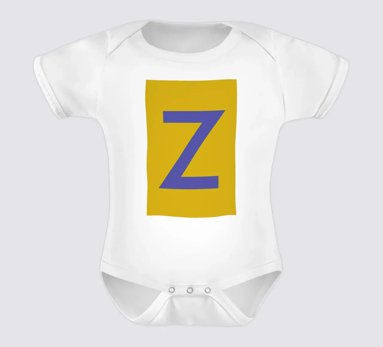 Yellow Letter Z short-sleeve baby romper by Studio One