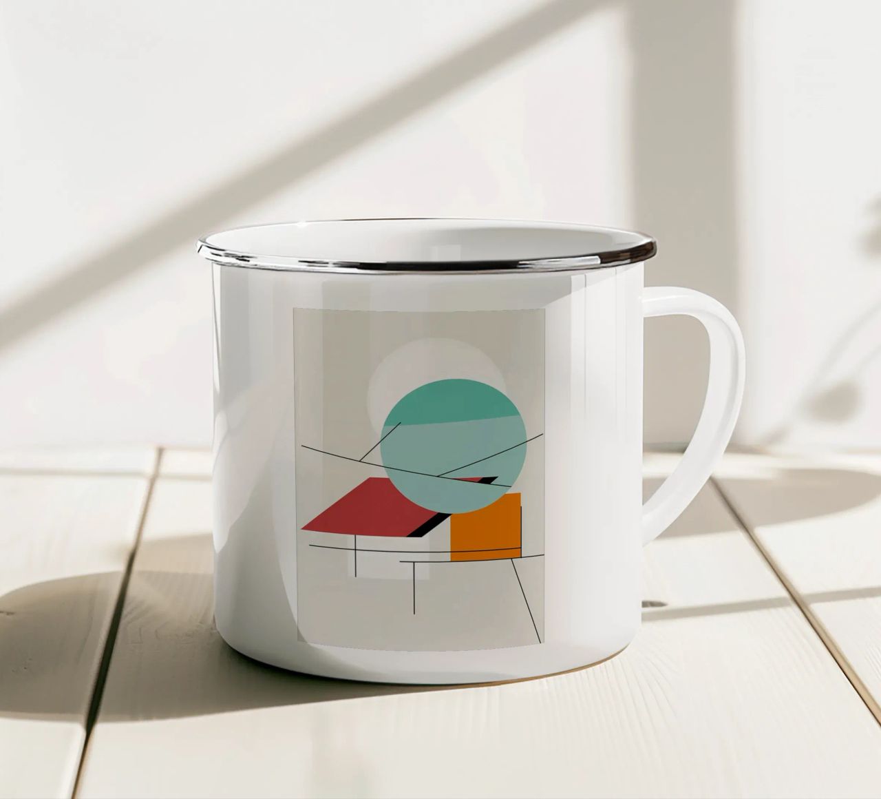 Cerchi e linee Bauhaus tazza in smalto da Karraker