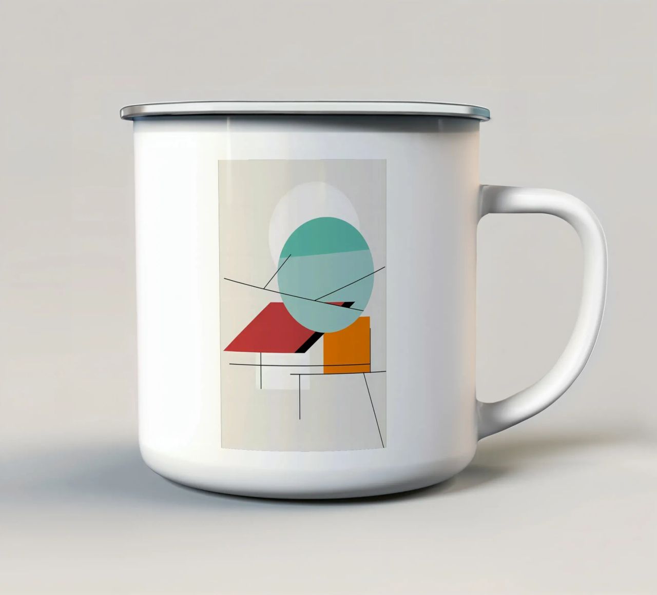 Cerchi e linee Bauhaus tazza in smalto da Karraker