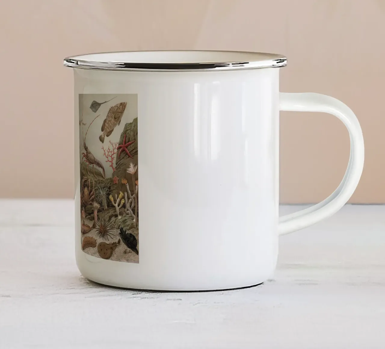 Vintage Meyers 4 Weltmeer Fauna tazza in smalto da Vintage Print Collection