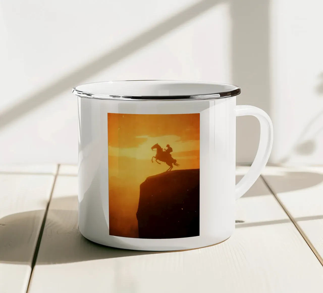 Cowboy on Cliff tazza in smalto da nabakumov
