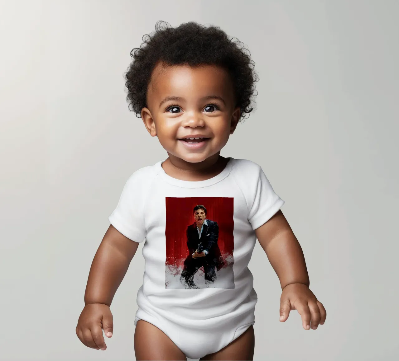 Scarface I short-sleeve baby romper by nabakumov