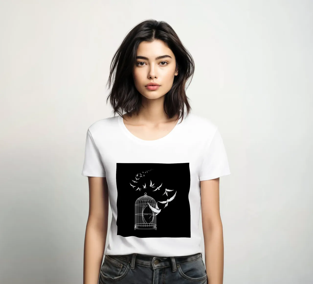 Freedom women's fitted t-shirt by Tobe Fonseca