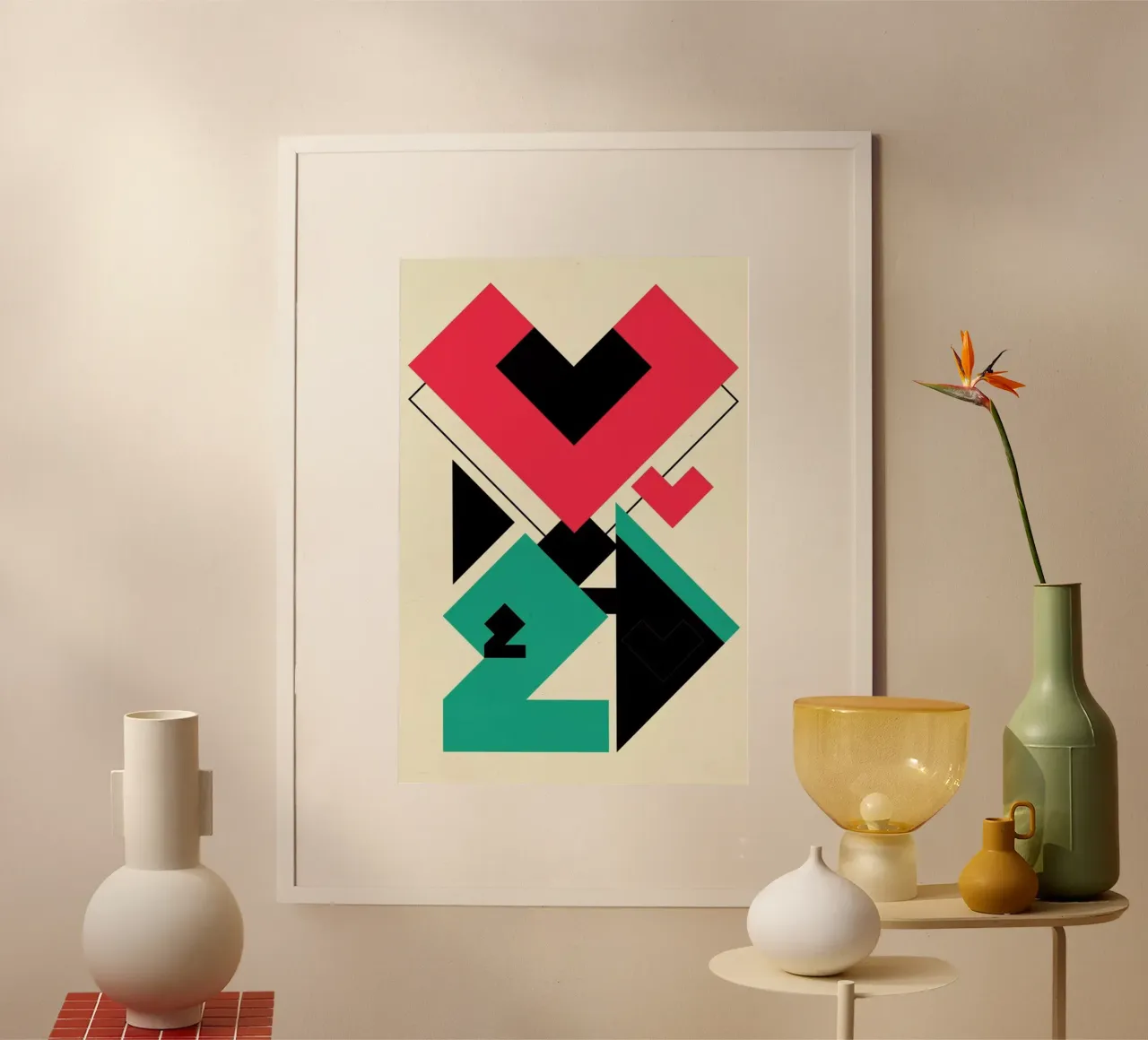 Love 2 play poster con telaio in legno da Yetiland