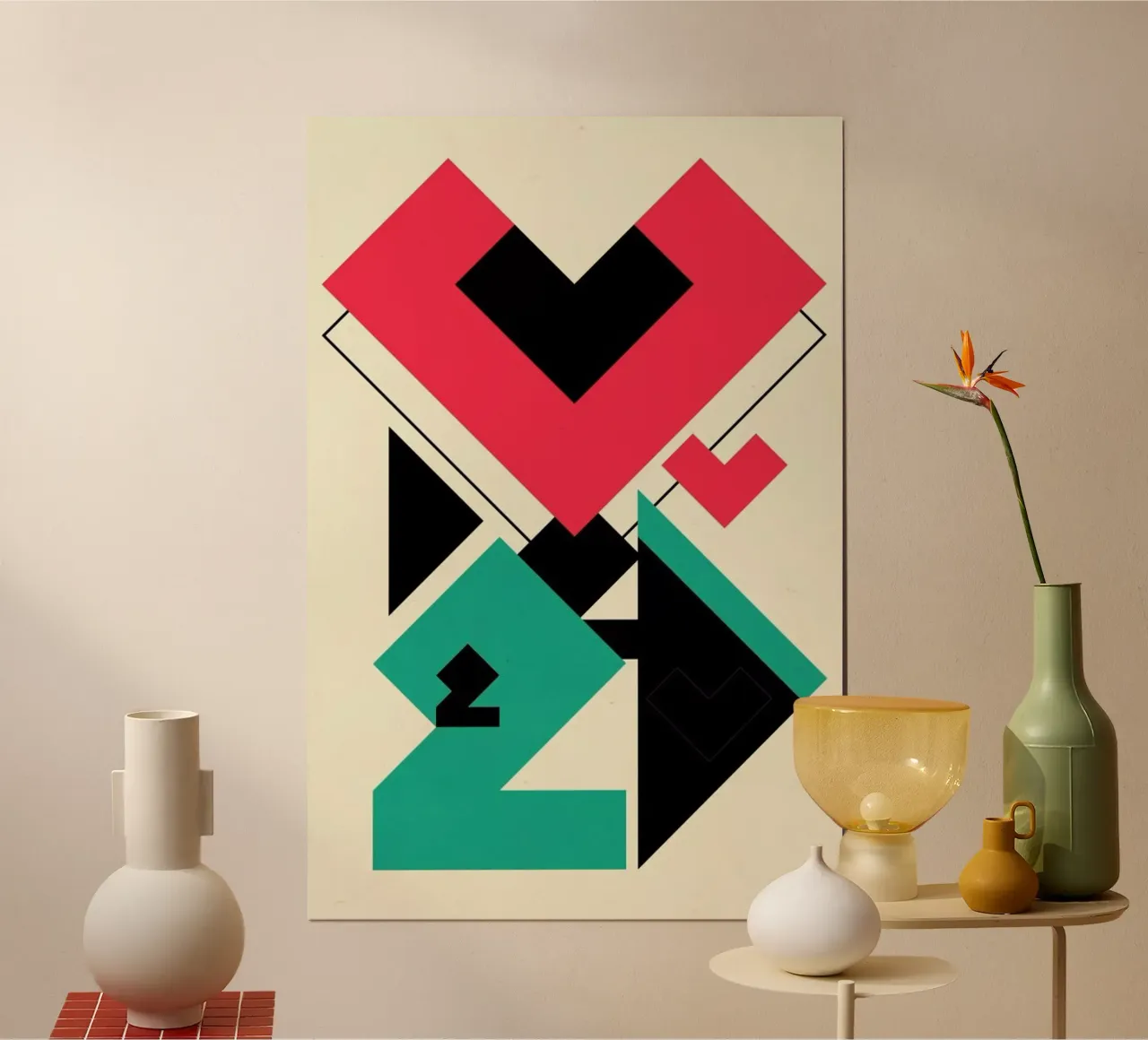 Love 2 play poster con telaio in legno da Yetiland