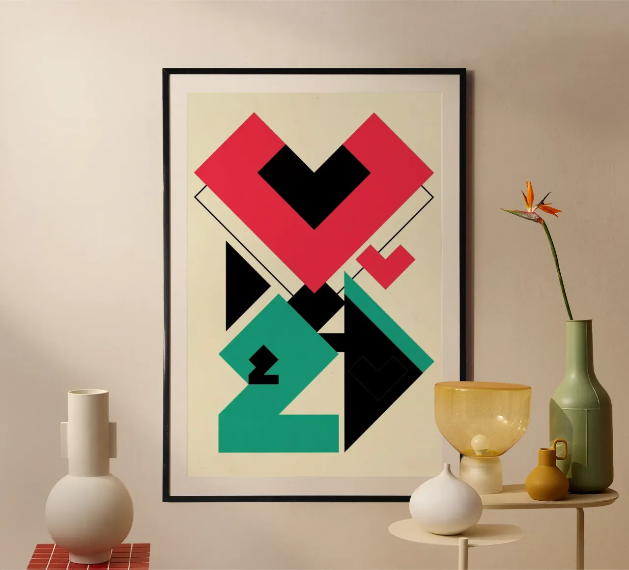 Love 2 play poster con telaio in legno da Yetiland